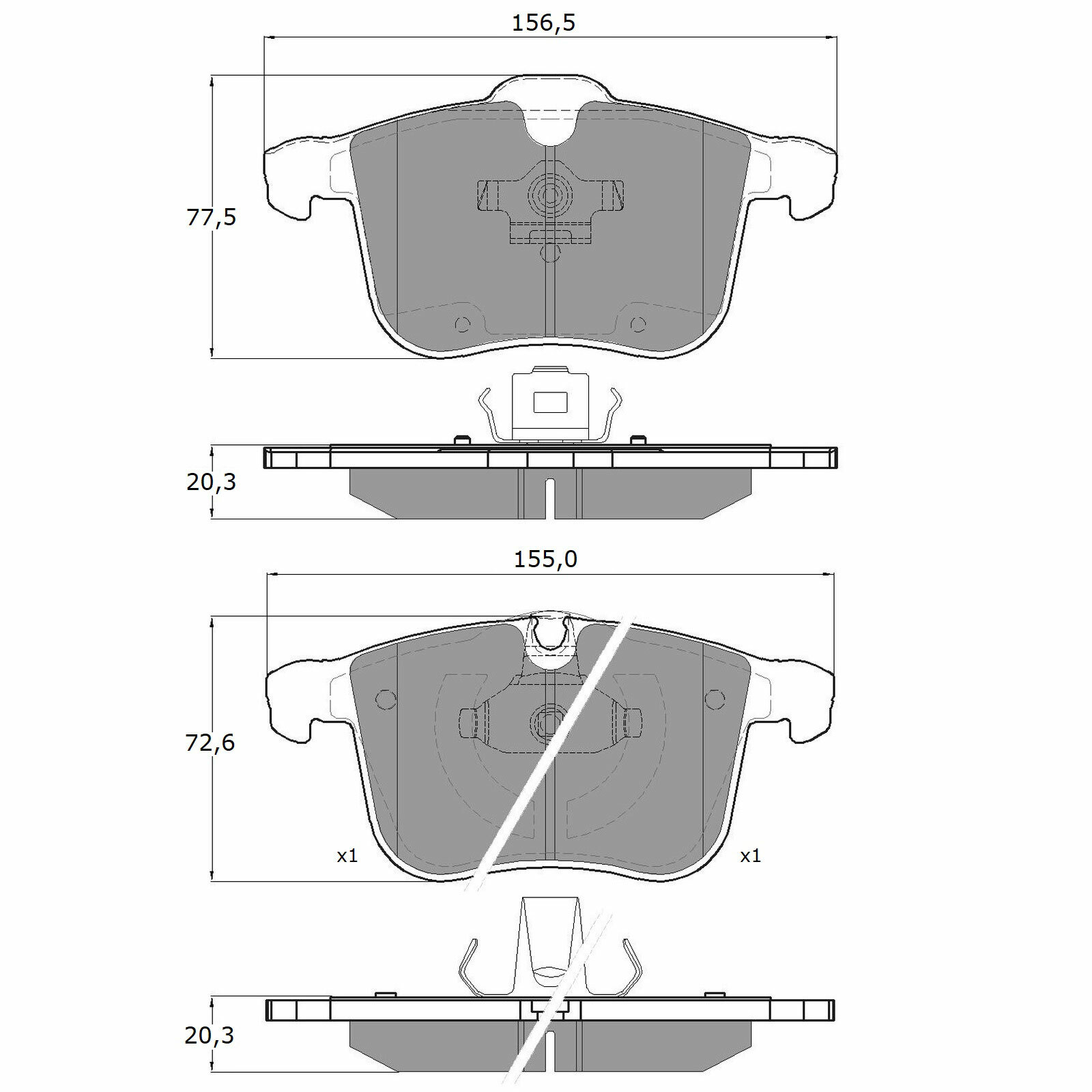 Sada brzdových destiček, kotoučová brzda TOMEX Brakes